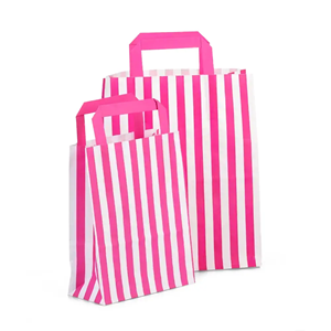 Candy Striped Shocking Pink Paper Carrier Bags | Rocaba Packaging