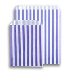 Candy Striped Purple Paper Bags
