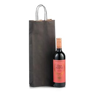 Italian Black  One Bottle Paper Bag with Twisted Handles