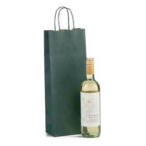Italian Green One Bottle Paper Bag with Twisted Handles