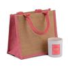 Luxury Padded Handles Natural Jute Bag with Pink Trim