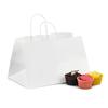 Wide Base White Paper Carrier Bags With Twisted Handles