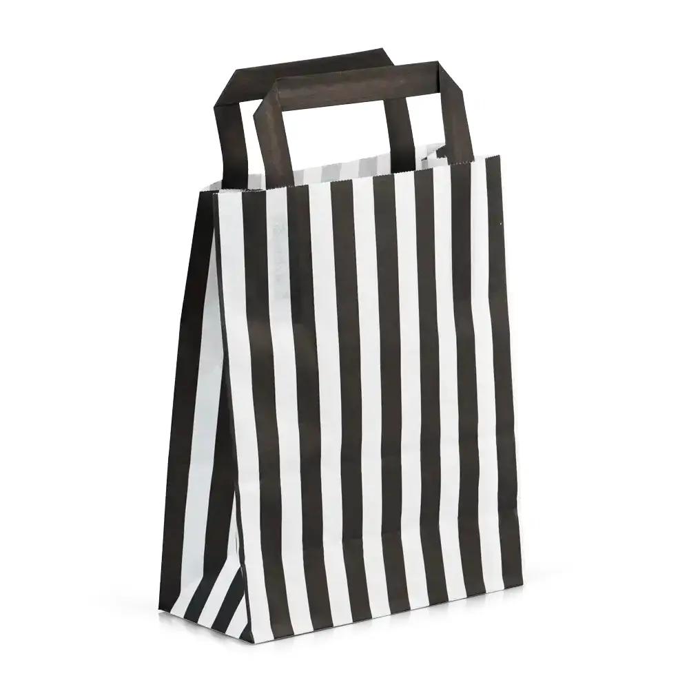 Candy Striped Black  Paper Carrier Bags