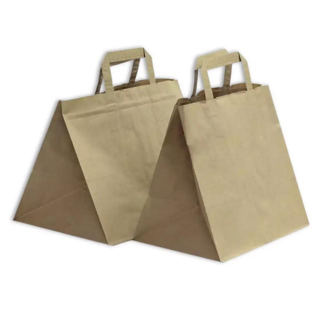 Brown Patisserie Carrier Bags (Flat handles)