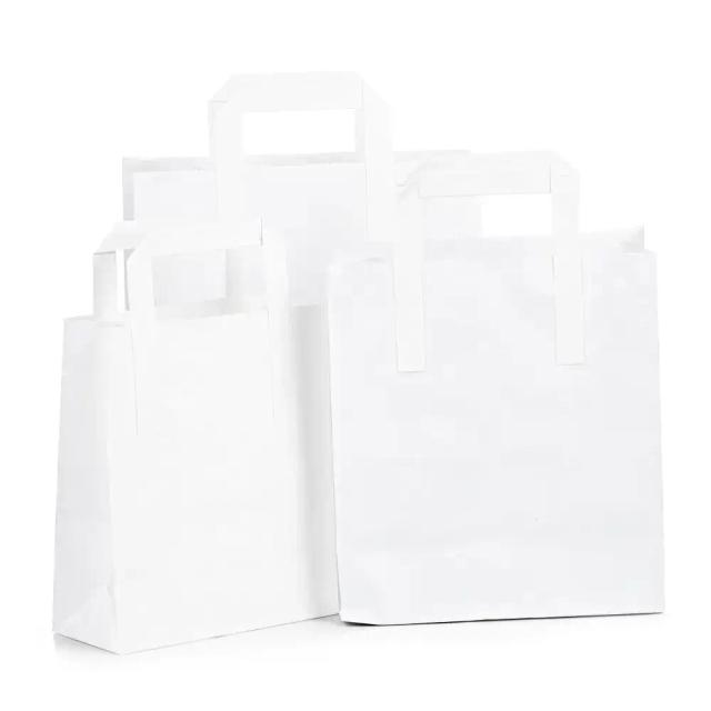 White Flat Handle Paper Carrier Bags