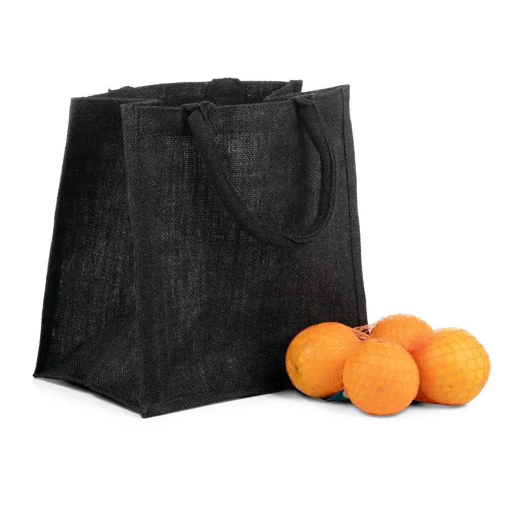 Luxury Padded Handle Black Jute Bags