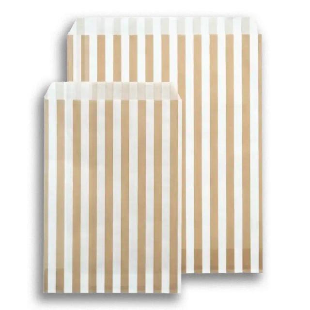 Candy Striped Gold Paper Bags