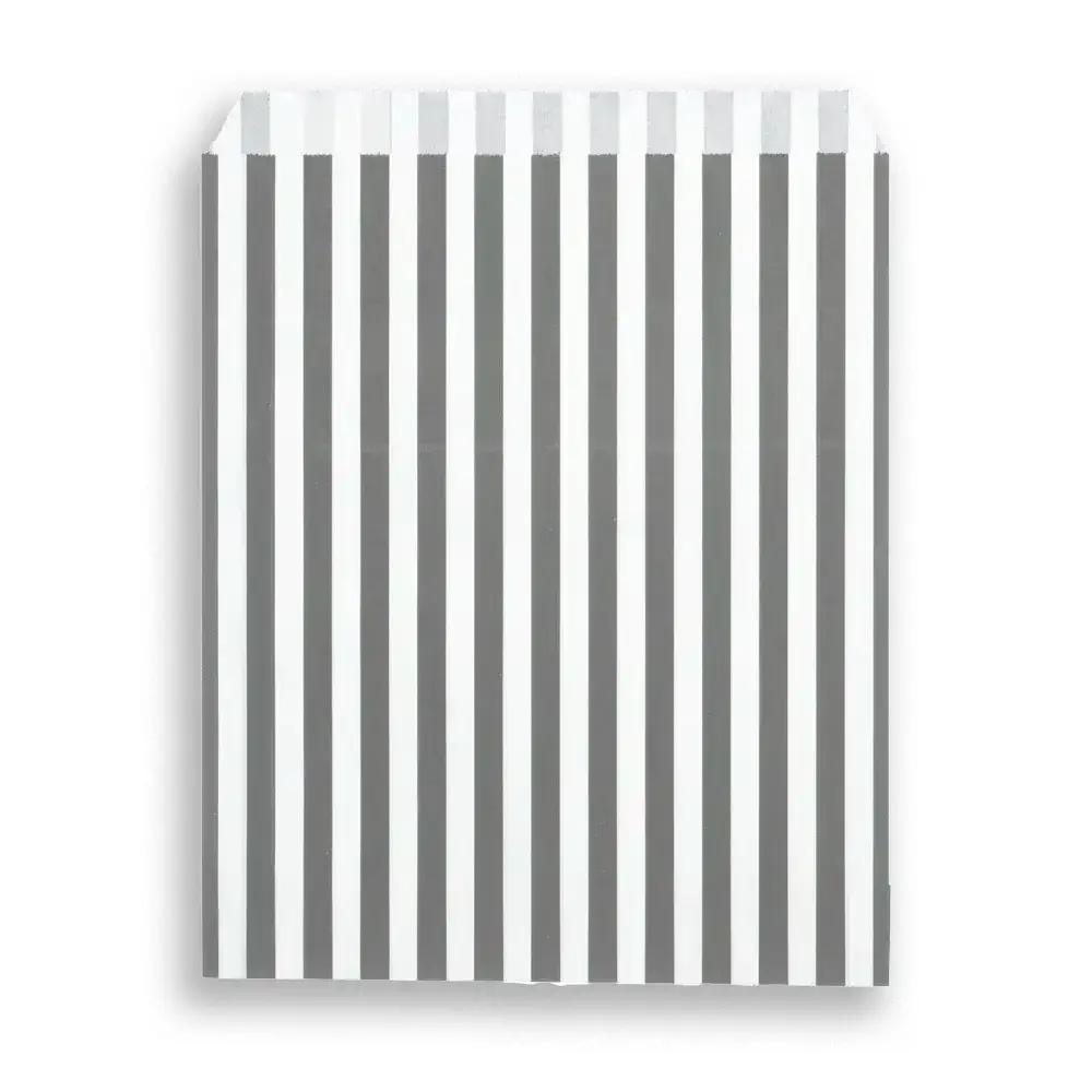 Grey Candy Stripe Paper Party Bags