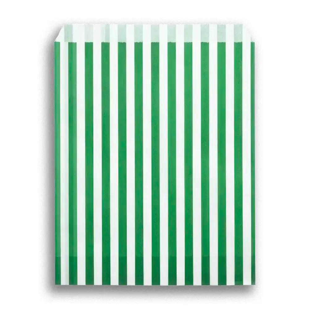 Candy Striped Green Paper Bags