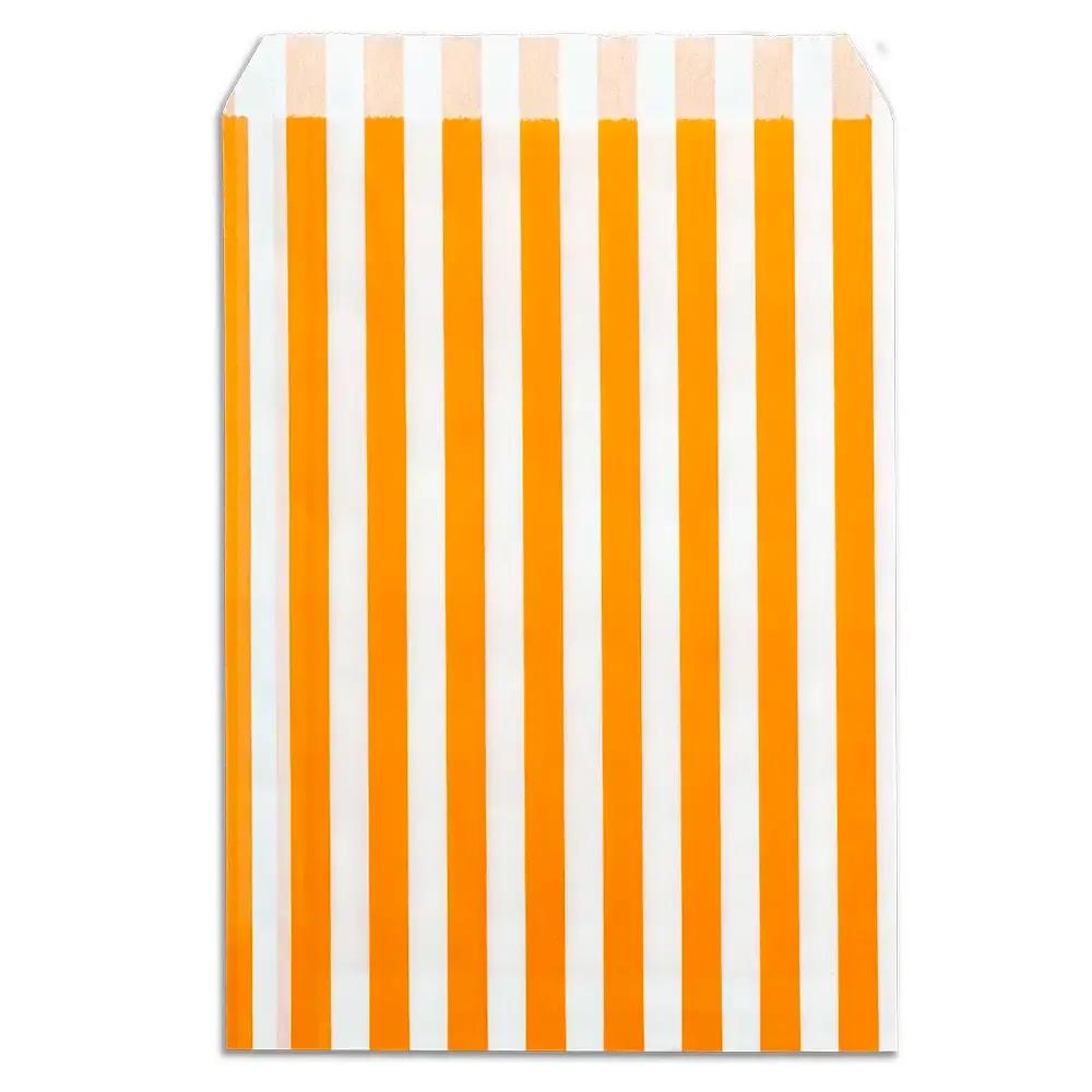 Candy Striped Orange Paper Bags