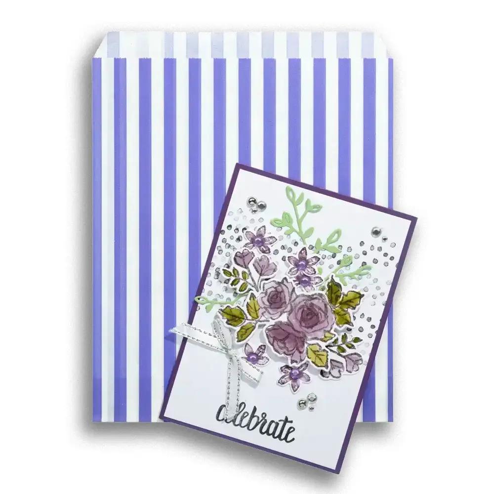 Candy Striped Purple Paper Bags