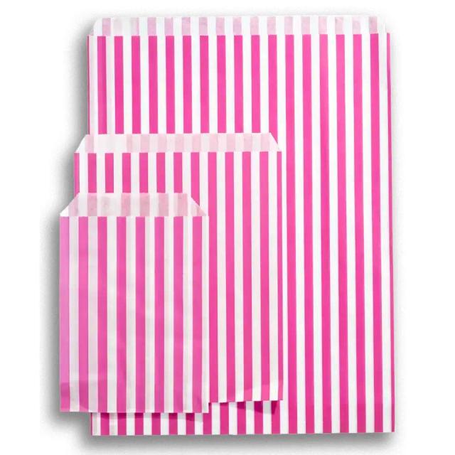 Candy Striped Pink Paper Bags