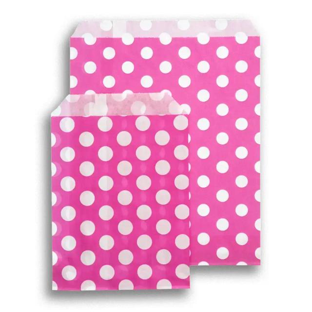 Shocking Pink Polka Dot Paper Party Bags