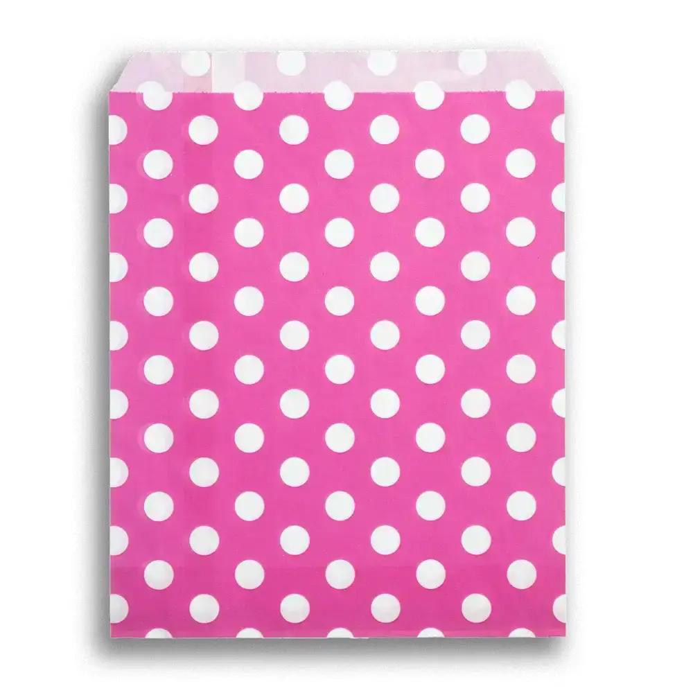Shocking Pink Polka Dot Paper Party Bags