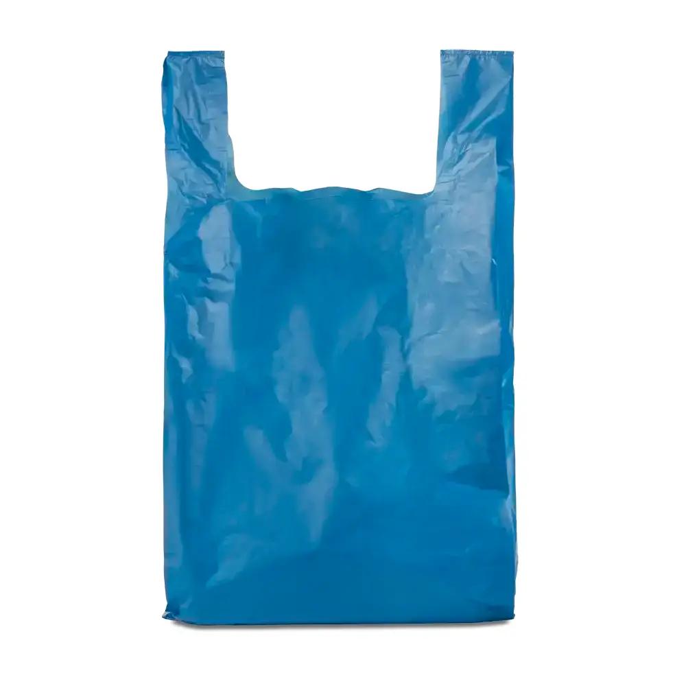 Vest Style Recycled Blue Plastic Carrier Bags