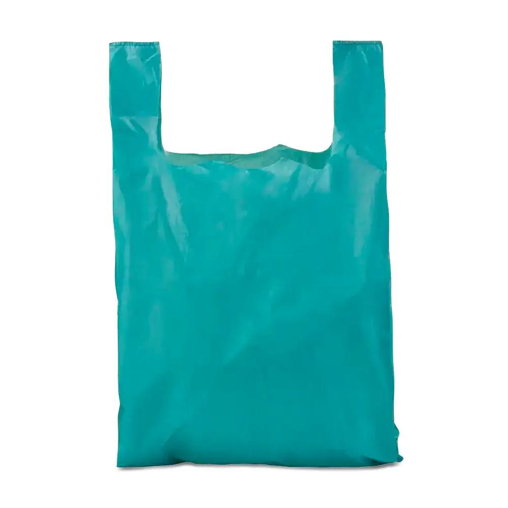 Vest Style Recycled Green Plastic Carrier Bags