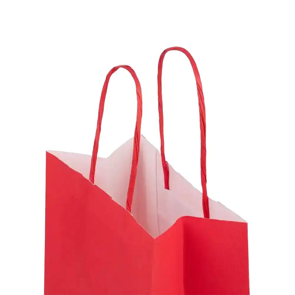 Premium Italian Cherry Red Paper Carrier Bags with Twisted Handles