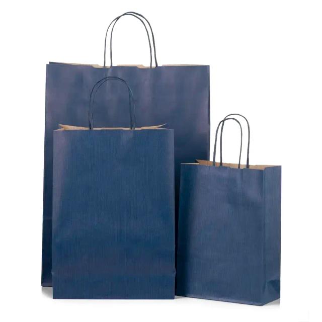 Premium Italian Dark Blue Paper Carrier Bags with Twisted Handles