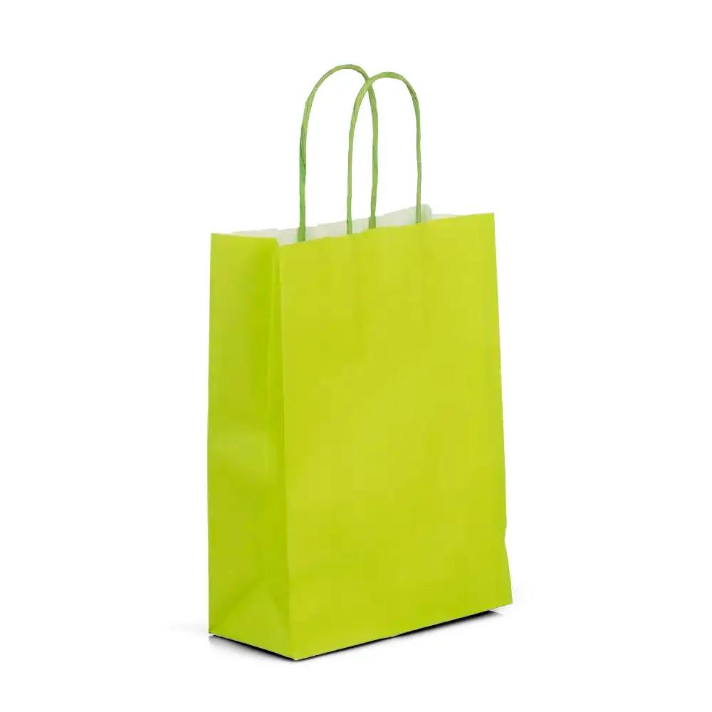 Premium Italian Lime Green Paper Carrier Bags with Twisted Handles