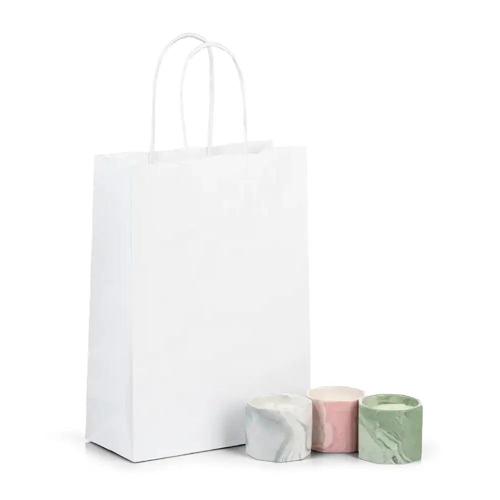 Premium White Italian Paper Carrier Bags with Twisted Handles