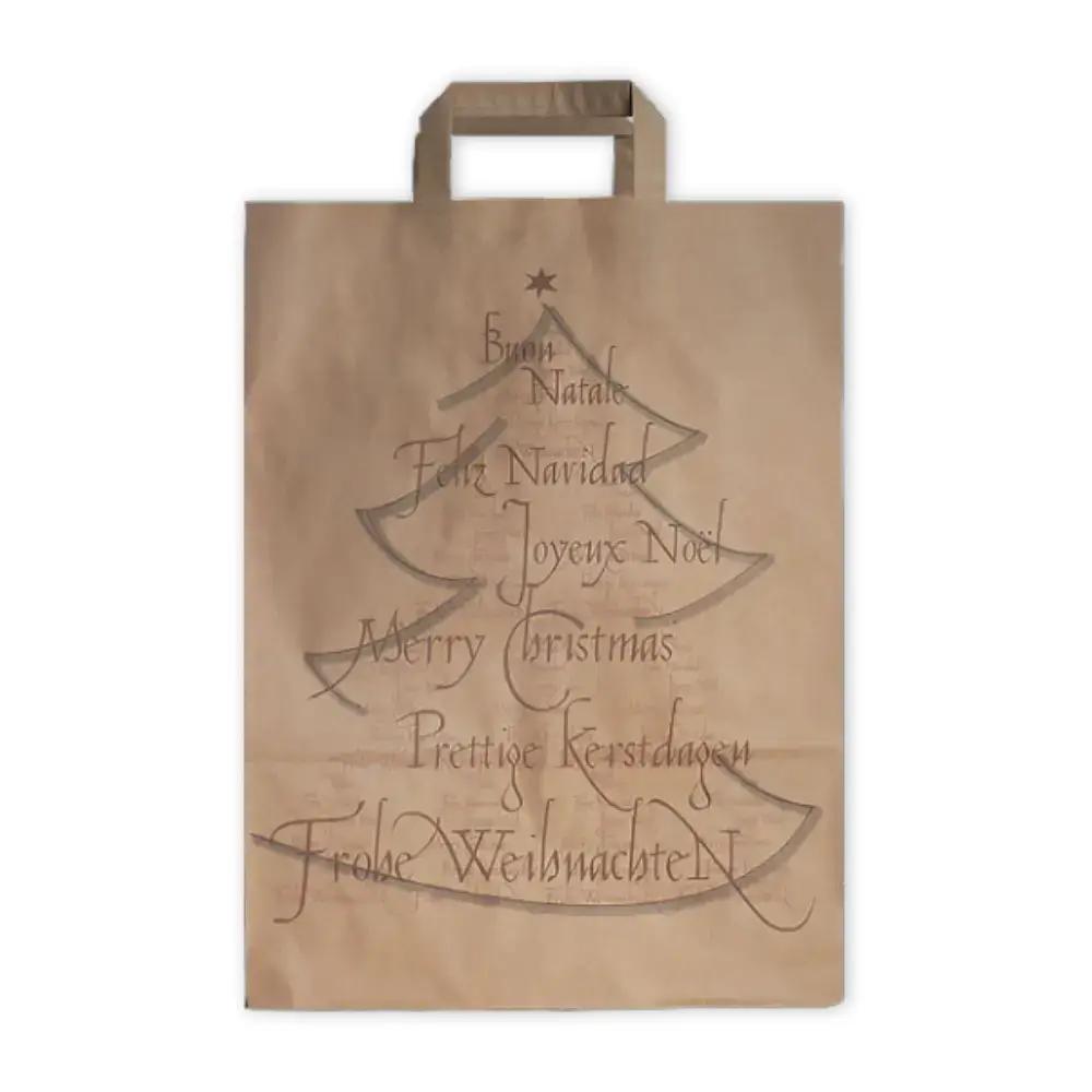 Christmas Tree Design Paper Carrier With Flat Handles